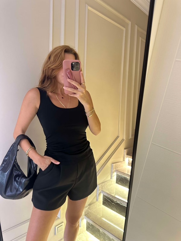 Askılı BluzKadın Siyah Oval Yaka Askılı Bady