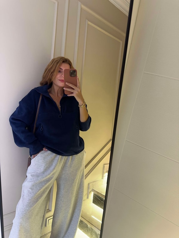 Polar SweatshirtKadın Yarım Fermuarlı Cepli Polar Sweatshirt - Lacivert