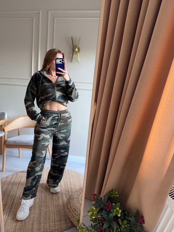 EşofmanKamuflaj Desen Barrel Fit Eşofman