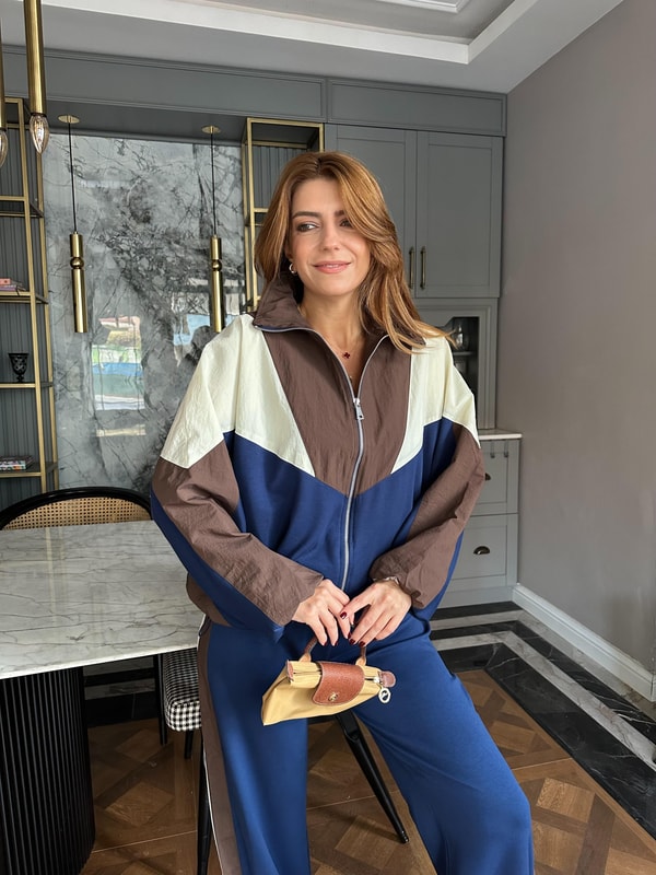 Pantolonlu TakımLacivert Parçalı Paraşüt Takım
