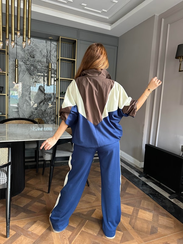 Pantolonlu TakımLacivert Parçalı Paraşüt Takım