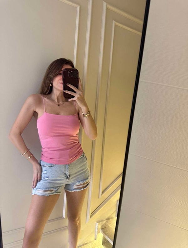Askılı BluzPembe İp Askılı Uzun Atlet