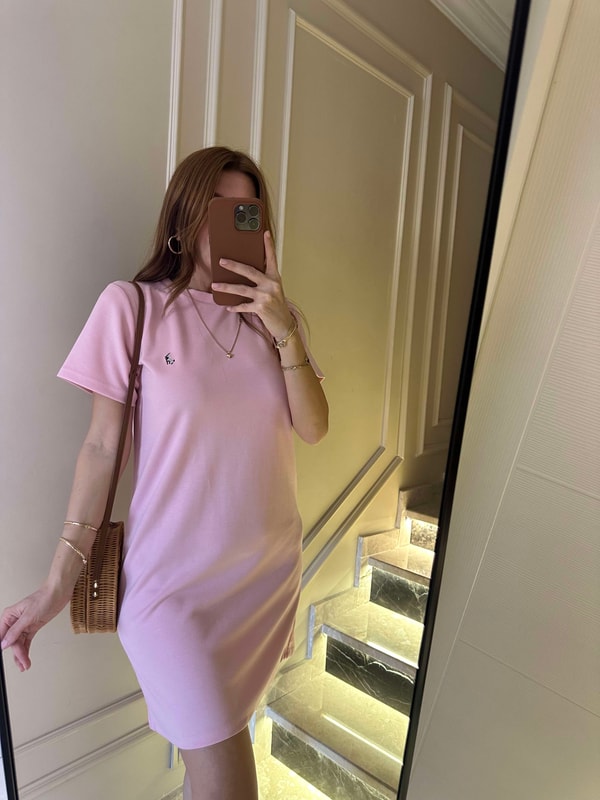 ELBİSEPembe Nakış Detay Basic Elbise