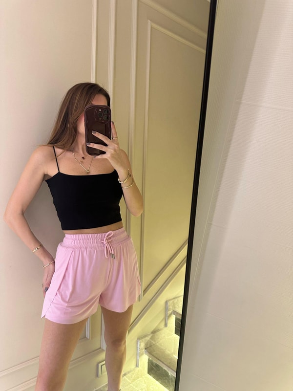 Beli Lastikli ŞortPembe Sandy Kumaş Sporcu Şort