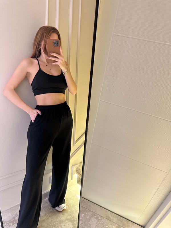 PantolonPetek Desen Beli Lastikli Pantolon