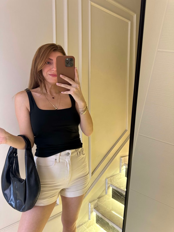 Askılı BluzSiyah Ön Arka Kare Yaka Crop Body