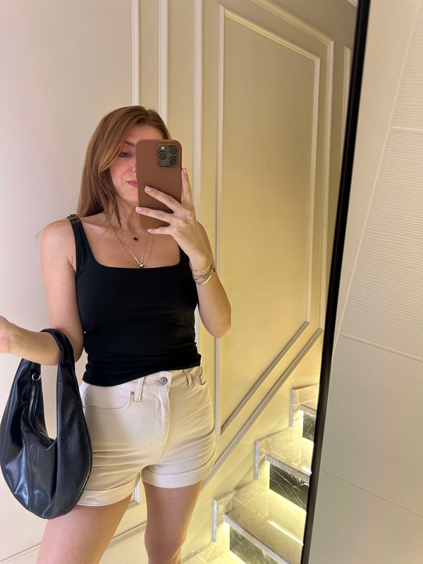 Askılı BluzSiyah Ön Arka Kare Yaka Crop Body