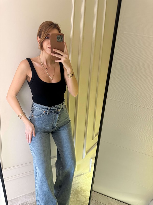 Askılı BluzSiyah Pamuk Askılı Bodysuit Zıbın