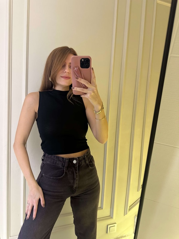 Crop BluzSiyah Transparan Halter Yaka Bluz