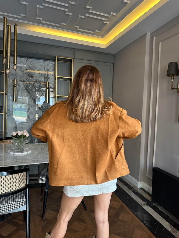 DIŞ GİYİMTaba Dört Düğme Kaşe Kaban
