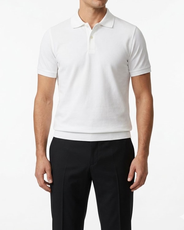 İtalyan stil slim fit polo yaka erkek tişört ekru T12676