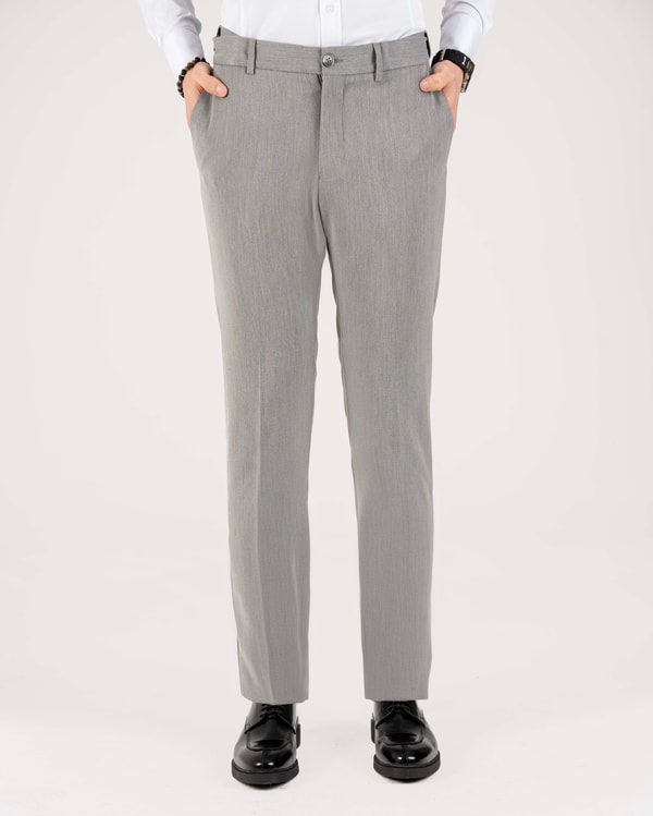 İtalyan stil slim fit bel detaylı erkek pantolon gri T20008-04