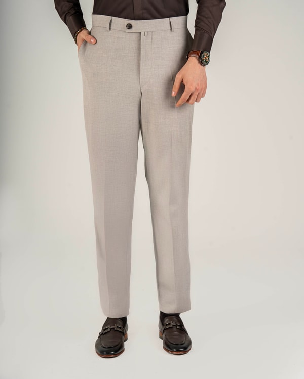 İtalyan stil slim fit erkek klasik kumaş pantolon bej T20092-09