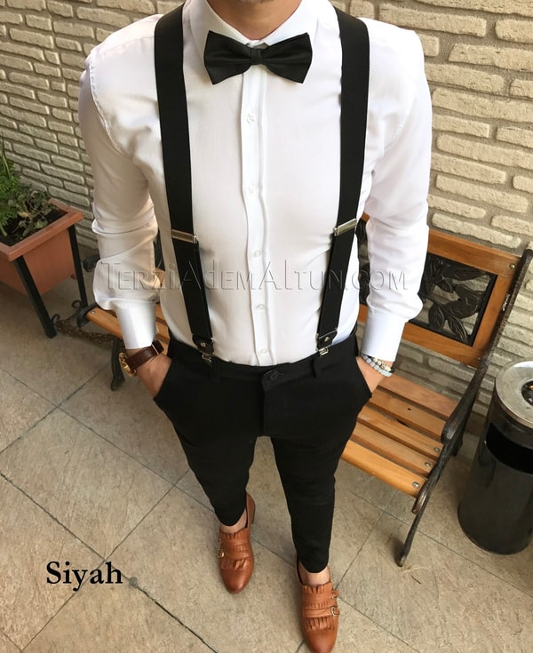 Erkek metal klipsli pantalon asksı Siyah T4870