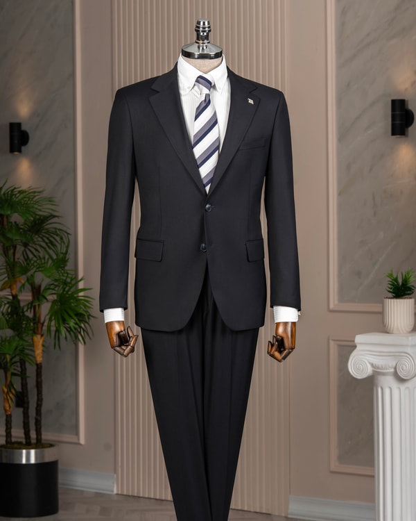 İtalyan stil slim fit 4 drop ceket pantolon takım elbise lacivert T14774