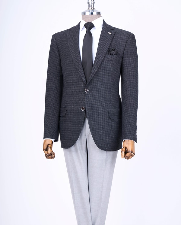 İtalyan stil slim fit 4 drop mono yaka erkek tek ceket antrasit T13536