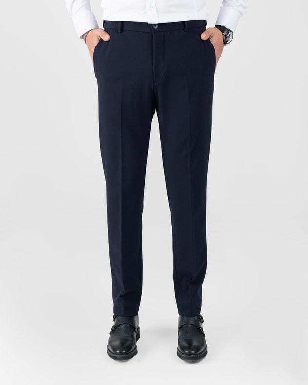 İtalyan stil slim fit bel detaylı erkek pantolon lacivert T13950