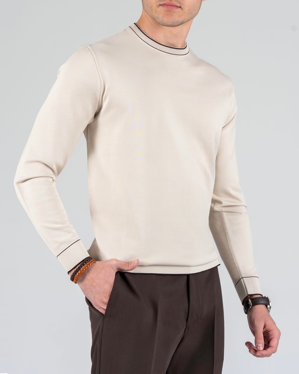 İtalyan stil slim fit bisiklet yaka triko kazak taş T14504