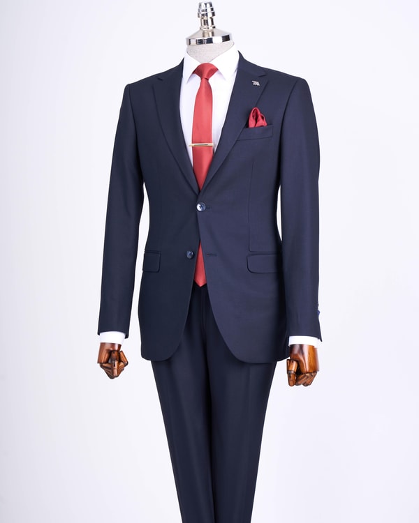 İtalyan stil slim fit ceket pantalon erkek takım elbise lacivert T13511