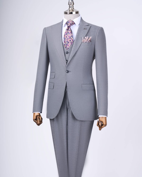 İtalyan stil slim fit ceket yelek pantolon takım elbise antrasit T11486