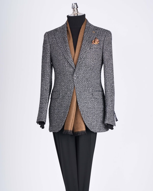 İtalyan stil slim fit erkek ceket siyah T13436