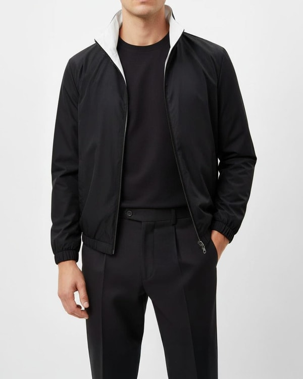 İtalyan stil slim fit erkek çift taraflı mevsimlik mont Siyah T13604