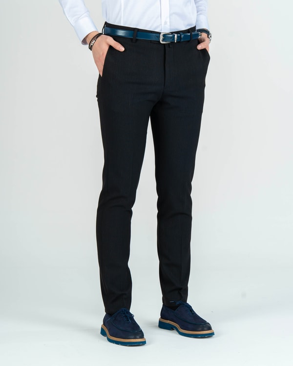 İtalyan stil slim fit erkek kumaş pantolon lacivert T14932
