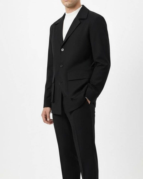 İtalyan stil slim fit erkek spor tek ceket siyah T14633