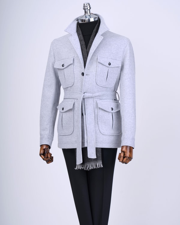 İtalyan stil slim fit kaşe spor tek ceket erkek gri T13553