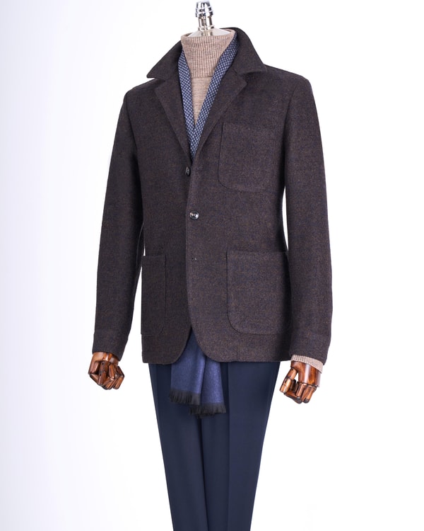 İtalyan stil slim fit kaşe spor tek ceket erkek kahverengi T13545
