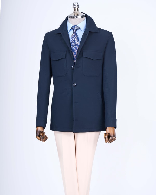 İtalyan stil slim fit mevsimlik spor erkek ceket lacivert T13088