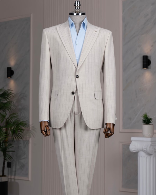 İtalyan stil slim fit sivri yaka ceket pantolon takım elbise taş T14255