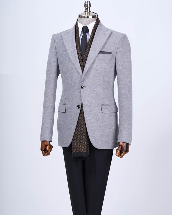 İtalyan stil slim fit sivri yaka erkek ceket siyah T13216