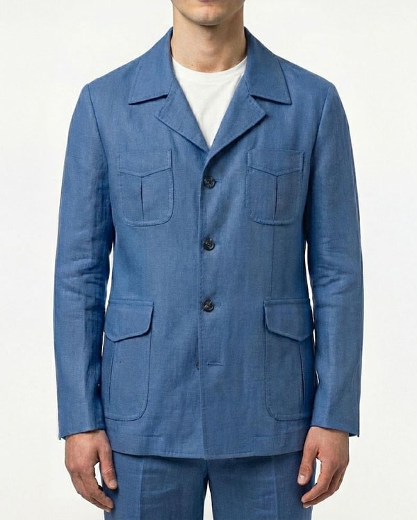 İtalyan stil slim fit spor erkek ceket indigo T13746