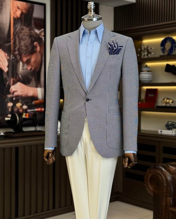 İtalyan stil slim fit torba cep erkek ceket siyah T12229