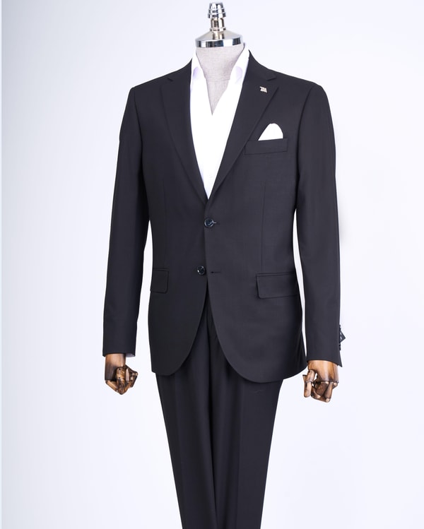 Klasik kesim regular fit erkek ceket pantolon takım elbise siyah T13543