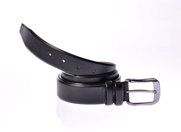 Classic suni deri erkek mat kemer Siyah T4829