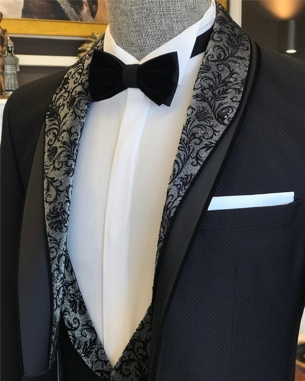 İtalyan kesim ceket yelek pantolon damatlık set Siyah T6218 · 3