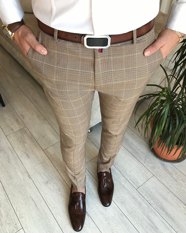 İtalyan kesim  fit mevsimlik  çok renkli ekose  pantolon T6278 · 2
