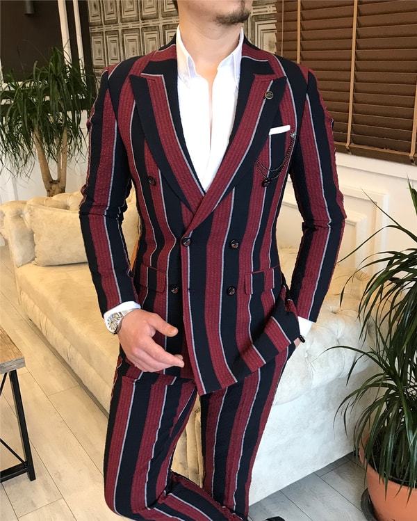İtalyan stil slim fit ceket pantolon takım elbise çok renkli T5935 · 2