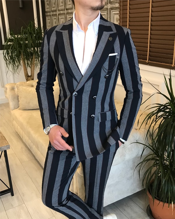 İtalyan stil slim fit ceket pantolon takım elbise çok renkli T5934 · 4