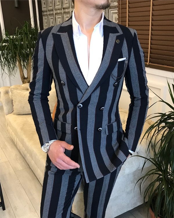 İtalyan stil slim fit ceket pantolon takım elbise çok renkli T5934 · 3