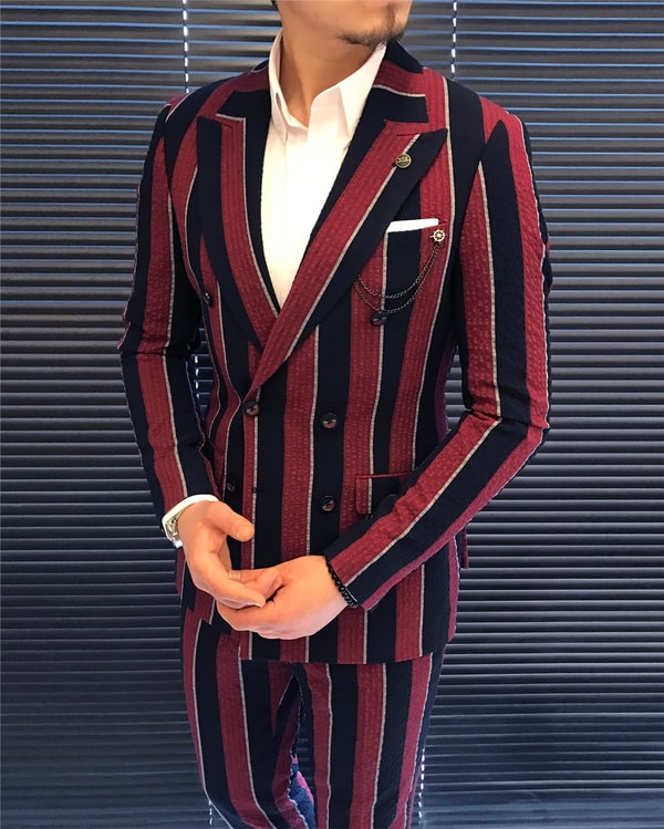 İtalyan stil slim fit ceket pantolon takım elbise çok renkli T5935 · 5