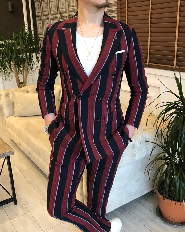 İtalyan stil slim fit ceket pantolon takım elbise çok renkli T5935 · 9