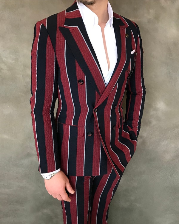 İtalyan stil slim fit ceket pantolon takım elbise çok renkli T5935 · 6
