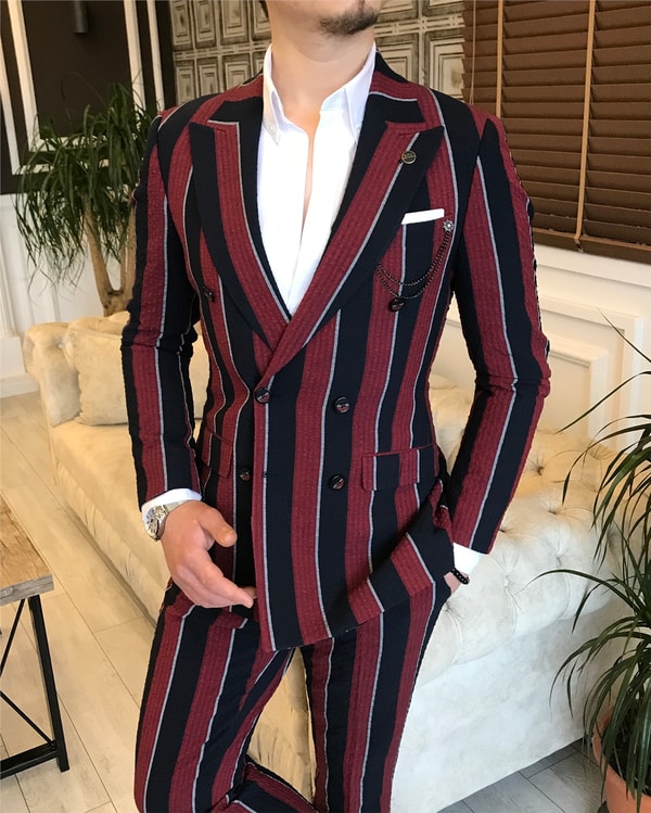 İtalyan stil slim fit ceket pantolon takım elbise çok renkli T5935 · 3