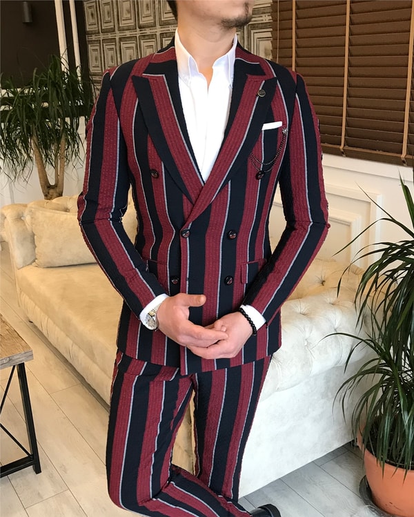 İtalyan stil slim fit ceket pantolon takım elbise çok renkli T5935 · 4