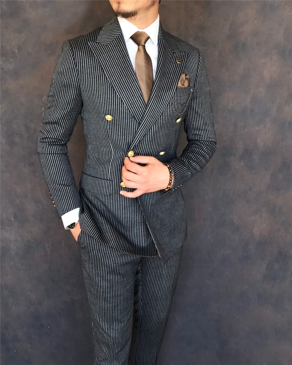 İtalyan stil slim fit kruvaze ceket pantolon takım elbise lacivert T6083 · 7