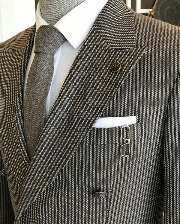 İtalyan stil slim fit kruvaze ceket pantolon takım elbise kahverengi T6085 · 8