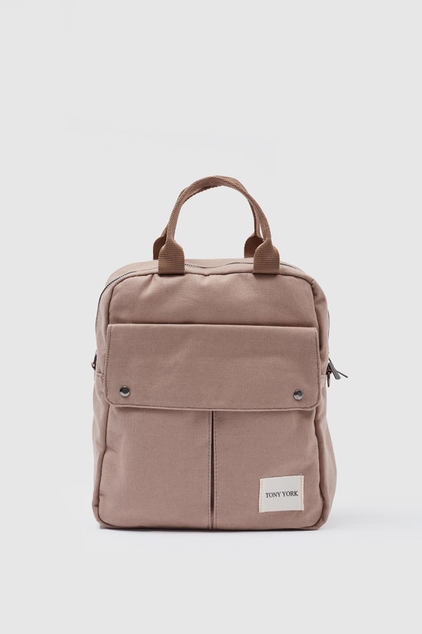 Unisex Keten Sırt Ve Kol Çantası VİZON